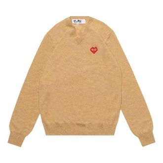 Comme Des Gar&ccedil;ons FW25 Heart V Neck Pullover Camel AZ-N082-051-3