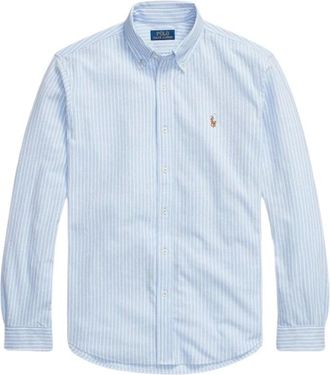 Ralph Lauren Gebreid Oxford overhemd - Heren - Casual Overhemden - Blauw - M - Katoen - Overhemden