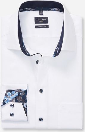 Olymp Langarmhemd OLYMP Luxor modern fit, Herren, Gr. 41, Verl&auml;ngerter Arm, weiss (wei&szlig;), Web, Obermaterial: 100% Baumwolle, 2-Knopf-Manschette, Hemden Lang