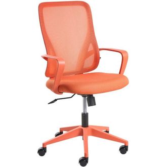 Beliani Office Chair Orange Fabric Mesh Upholstery Swivel Desk Computer Adjustable Seat Reclining Backrest LUMA