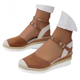 Generic Closed Toe Sandals for Women Uk,With Arch Support Wide Fit Wedges Non-Slip Platform Sandalss,Low Heels Closed Toe Summer Adjustable Ankle Strap Shoes,