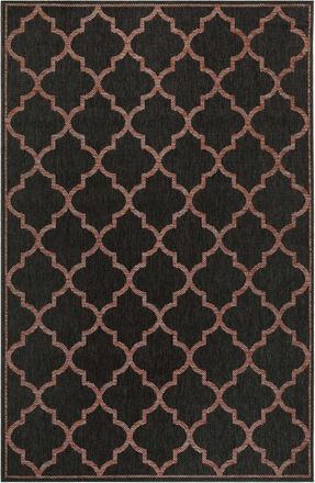 Wecon Home Alfombra negro con dise&ntilde;o oriental color coral para exterior 200x133