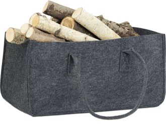 Relaxdays Relaxdays - 8x Bolsas Para Le&ntilde;o Con Asas Largas, Fieltro, 25 X 25 X 50 Cm, Color Antracita
