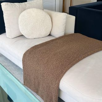 Alo Home Manta plaid color marr&oacute;n efecto borreguito coralina 130x170 cm