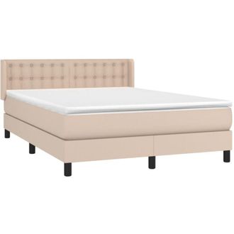 vidaXL Cama Box Spring Con Colch&oacute;n Cuero Sint&eacute;tico Capuchino 140x200cm Vidaxl