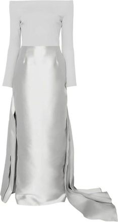 Solace London Kleedjes, Dames, Grijs, 2Xs, Satijn, Os 49031 Plati Gown