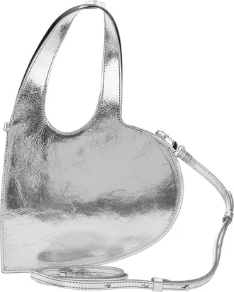 Coperni Heart-Shaped Metallic Leather Crossbody Bag - Silver