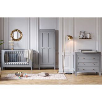 Vox Dormitorio completo con cuna paneles de melamina gris