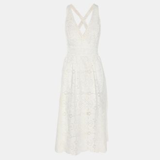 Maje White Lace Sleeveless Dress