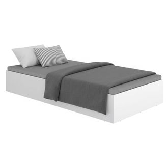 Dmora Cama Individual Alamosa, Contenedor, Tama&ntilde;o Colch&oacute;n 90x190 Cm, Contenedor Con Forro De Tela, Blanco