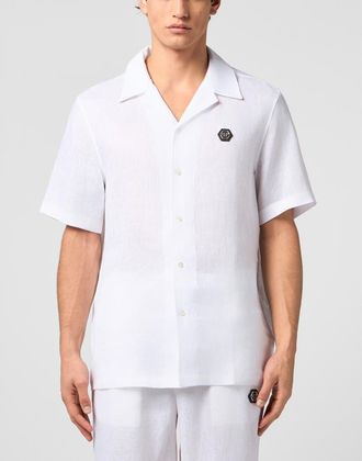 Philipp Plein Bowling Shirt Basic Men in Offwhite at Nordstrom, Size Large
