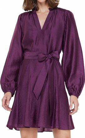 Current Air Ruffled Collar Split Neck Dress In Boysenberry
