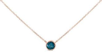 House of Brilliance 14K Rose Gold 2.0 Cttw Bezel Set Blue Diamond Solitaire Pendant Necklace in Pink at Nordstrom