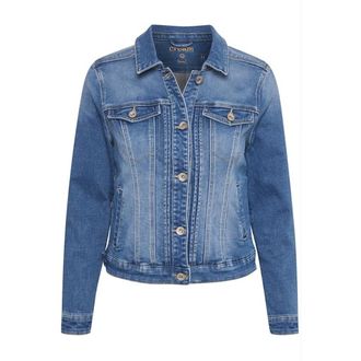 Cream Stylish Denim Jacket with Chest Pockets - female - Cream - Denim Jackets - Blue - 2XL - Jackets