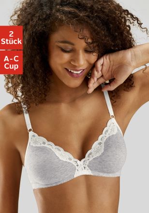 Petite Fleur Bralette-BH PETITE FLEUR, Damen, Gr. 70, Cup A, grau (hellgrau, meliert, wei&szlig;), Spitze, Obermaterial: 90% Baumwolle, 5% Elasthan, 5% Polyamid, BHs Bra