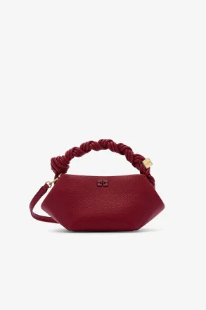 Ganni Dark Red Grained Mini Bou Bag