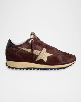 Golden Goose Running Marathon Nylon and Mixed Leather Sneakers