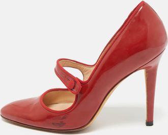 Manolo Blahnik Red Patent Leather Campy Mary Jane Pumps