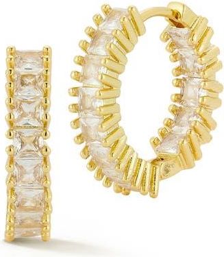 Glaze Jewelry Cubic Zirconia Pav&eacute; Pront Set Hoop Earrings in Gold at Nordstrom Rack