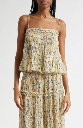 Ulla Johnson Florian Floral Silk Top in Daffodil at Nordstrom, Size 14