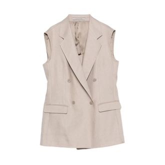 Tagliatore Vests, female, Gray, Size: XS Sleeveless Unlined Jacket Dp4/1