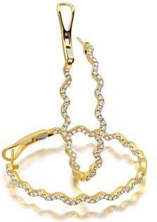 Graziela Rio Diamond Outside Hoop Earrings in Yellow Gold at Nordstrom
