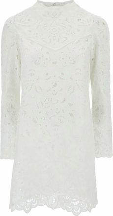 Isabel Marant Womens Daphne Broderie Anglaise Ramie Mini Dress In White