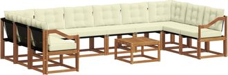 vidaXL Conjunto De Sof&aacute;s De Exterior 11 Uds. Natural Y Crema Vidaxl