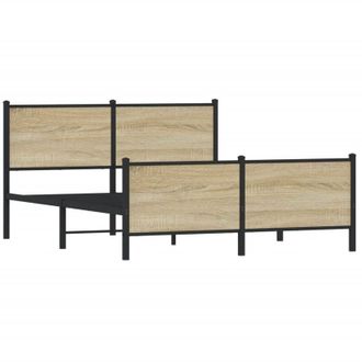 vidaXL Estructura De Cama Sin Colch&oacute;n Metal Roble Sonoma 137x190 Cm Vidaxl