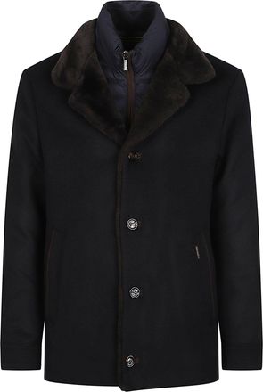 Moorer Teodor-Le Black Fur-Collar Wool-Cashmere Jacket