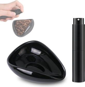 OEM Juego De Taza Dosificadora De Granos De Caf&eacute; Y Botella Pulverizadora - Bandeja Dosificadora De Cer&aacute;mica, Pulverizador Antiest&aacute;tico (negro)