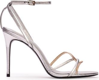 Black Suede Studio Miley 100 Metallic Sandal in Silver/gold Leather at Nordstrom, Size 37.5 Eu