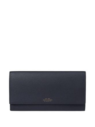 Smythson embossed leather travel wallet - unisex - Calf Leather - One Size - Blue