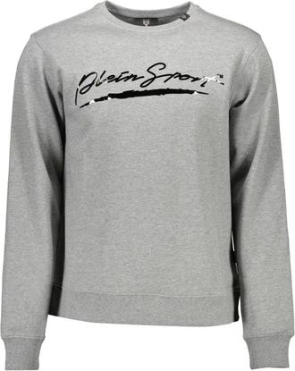 Plein Sport Zip-Free Sweatshirt - Heren - Sportshirts - Grijs - L - Katoen - Fitness