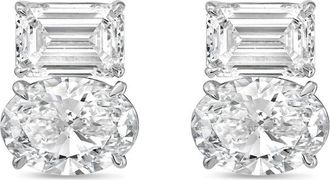 Diana M. Jewels 14kt white gold 10.00 cts emerald and oval diamond earrings