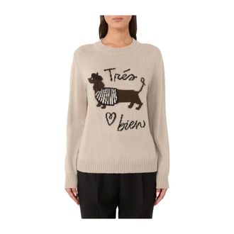 Max Mara Dames, Truien, Beige, Maat: L Wol