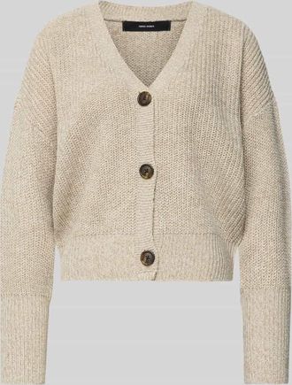 Vero Moda Relaxed Fit Strickjacke mit V-Ausschnitt Modell LEA in Sand, Gr&ouml;&szlig;e XL