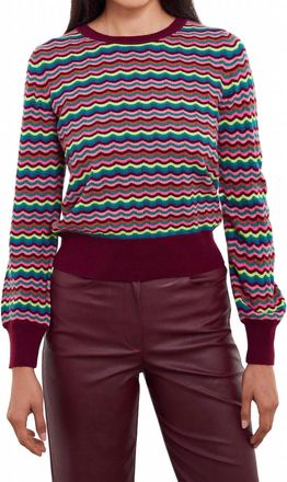 Isla Cassie Wave Stitch Crew Top In Barolo Multi