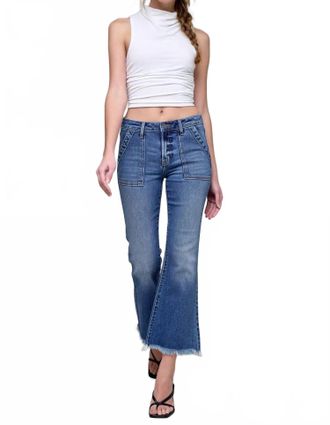 Hidden Jeans Happi Cargo Crop Flare Jeans In Blue