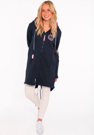 Zwillingsherz Jerseymantel ZWILLINGSHERZ K&uuml;ste Meer Moin, Damen, Gr. XXL, blau (marine), Sweatware, Obermaterial: 50% Baumwolle, 50% Polyester, l&auml;ssig geschnitten k