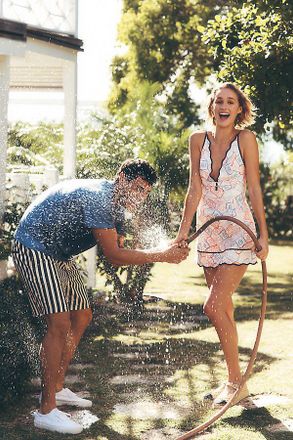 Maeve Printed Scallop Trim Mini Dress