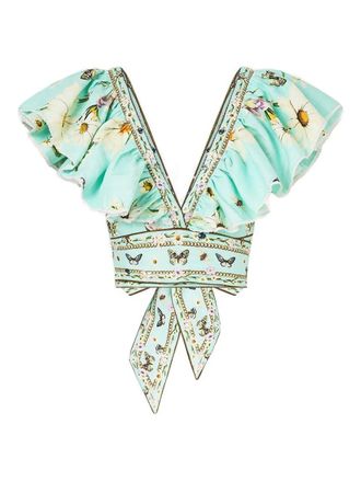 Camilla Freefall top - women - Linen/Flax - M - Green