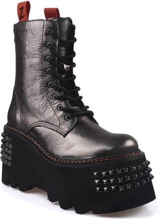 Zigi Soho Leysa Studded Platform Combat Boot in Metallic Silver at Nordstrom, Size 10