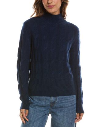Fort&eacute; Cashmere Cable Mock Neck 100% Cashmere Sweater