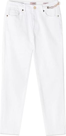 Oltre Skinny Broeken met Metalen Ketting - Dames - Cropped Jeans - Wit - 4XL - Katoen - Jeans