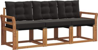 vidaXL Conjunto De Sof&aacute;s De Exterior 3 Uds. Natural Y Negro Vidaxl