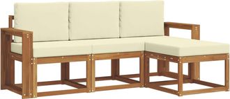 vidaXL Conjunto De Sof&aacute;s De Exterior 4 Uds. Natural Y Crema Vidaxl