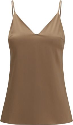 Brunello Cucinelli Brown Solid V Neck Top