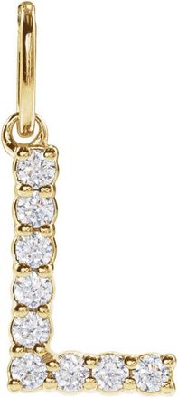 Diamond2Deal 14k Gold 1/8ct Lab-Grown Diamond Initial L Pendant