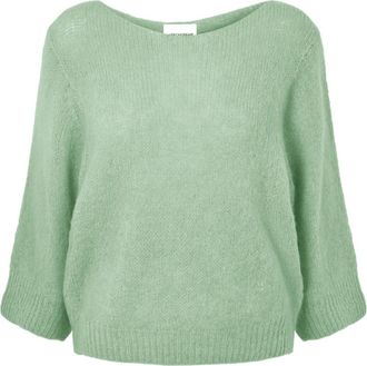 Americandreams Heidy Pullover met Korte Mouwen - Dames - Ronde hals truien - Groen - L/Xl - Truien & Vesten